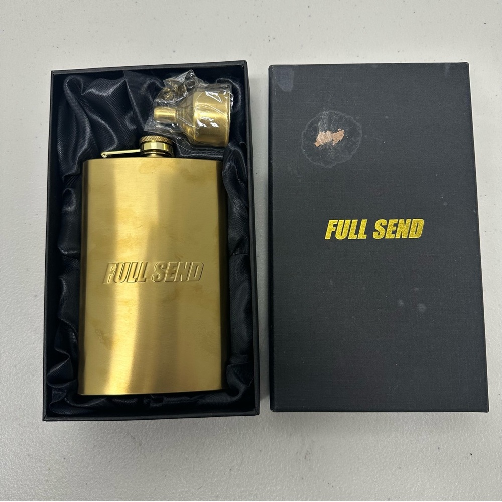 Full Send Nelk Boys Golden Flask w/ Funnel